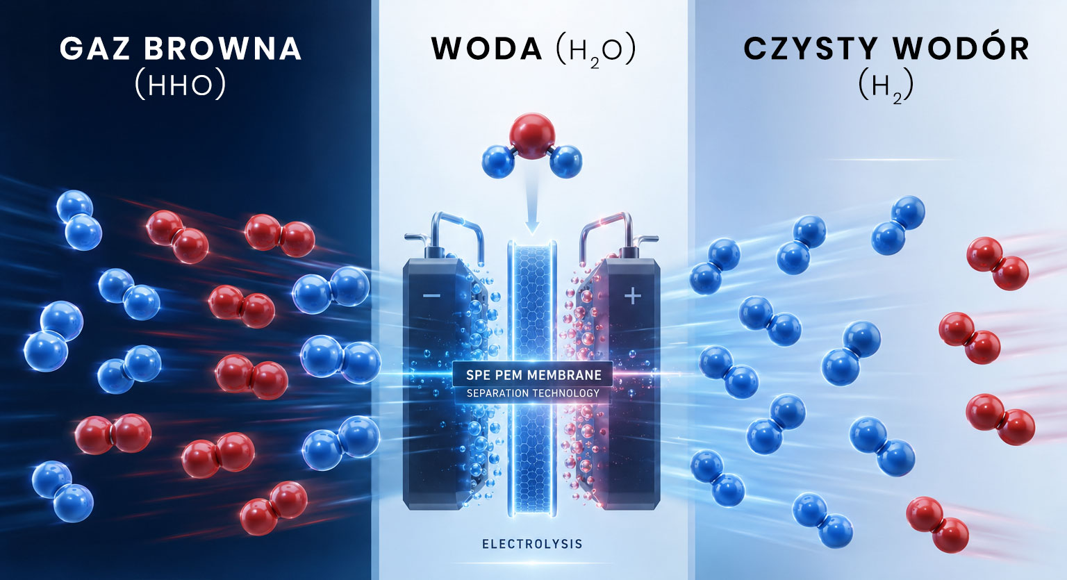 Czysty wodór H₂ a gaz Browna HHO Czysty wodór H₂ a gaz Browna HHO